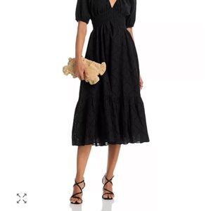 Aqua Black Eyelet Midi Dress
